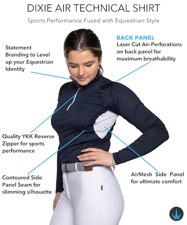 Dixie Air Technical Horse Riding Shirt Navy