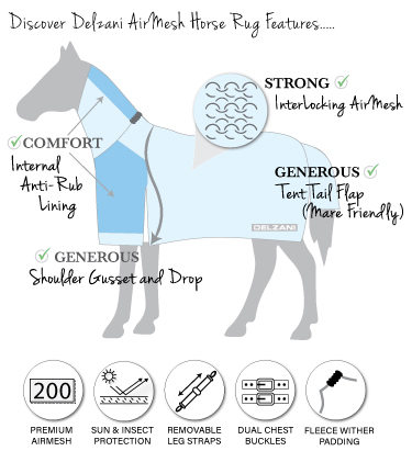 Features of Delzani 'Warrego' AirMesh Neck Combo Horse Rugs