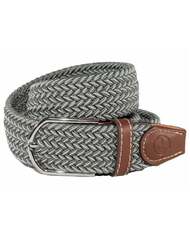 Ladies Stretch Braided Horse Riding Belt - Alloy & White 