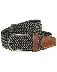 Ladies Stretch Braided Horse Riding Belt - Black & White 