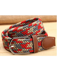 Ladies Stretch Braided Horse Riding Belt- Grey & Red