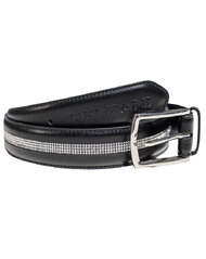 Ladies Leather Diamante Black Horse Riding Belt 