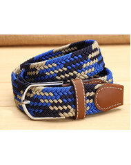 Ladies Stretch Braided Horse Riding Belt - Navy Blue / Earth