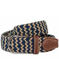 Ladies Stretch Braided Horse Riding Belt - Navy & Khaki 