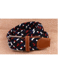 Ladies Stretch Braided Horse Riding Belt - Navy/Red/White