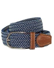 Ladies Stretch Braided Horse Riding Belt - Navy & White 