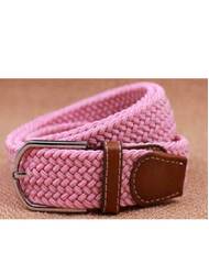 Ladies Stretch Braided Horse Riding Belt - Pink