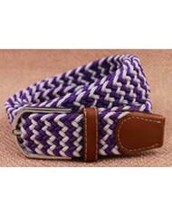 Ladies Stretch Braided Horse Riding Belt - Purple & White