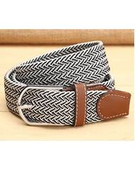 Ladies Stretch Braided Horse Riding Belt - White/Black