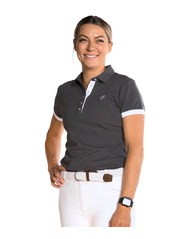 Berenice · Black Equestrian Cotton Polo Shirt