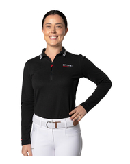 Cleo · Black Equestrian Polo Shirt