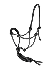 Soft Rope Horse Halter and Lead Set - Black | Grey