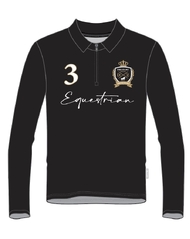Olivia · Black Equestrian Polo Shirt