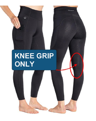 Pippa - Black Horse Riding Tights with Phone Pocket | Knee Grip