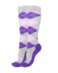 Ladies Horse Riding Socks - Argyle Purple and Pink