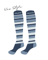 Ladies Horse Riding Socks - Stripe Navy, Blue and Grey