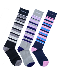 Horse Riding Socks · 3-Pack Stripe - Black, Pink, Purple