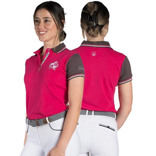 Amalia · Pink-Slate Equestrian Polo Shirt