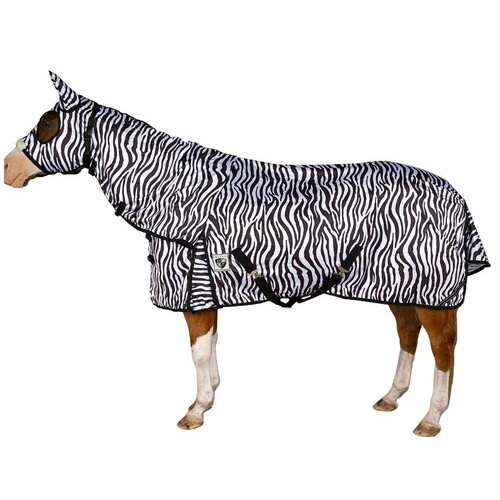 Apollo Zebra  Sky-Breeze Attached Hood Horse Rug