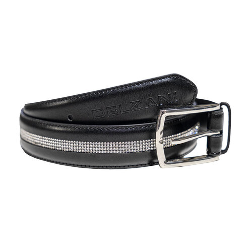 Ladies Leather Diamante Black Horse Riding Belt 