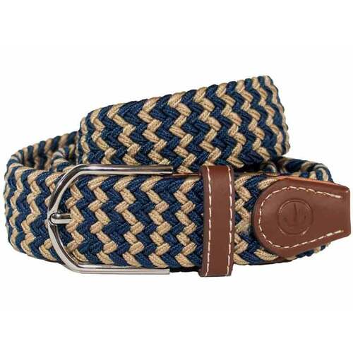 Ladies Stretch Braided Horse Riding Belt - Navy & Khaki 