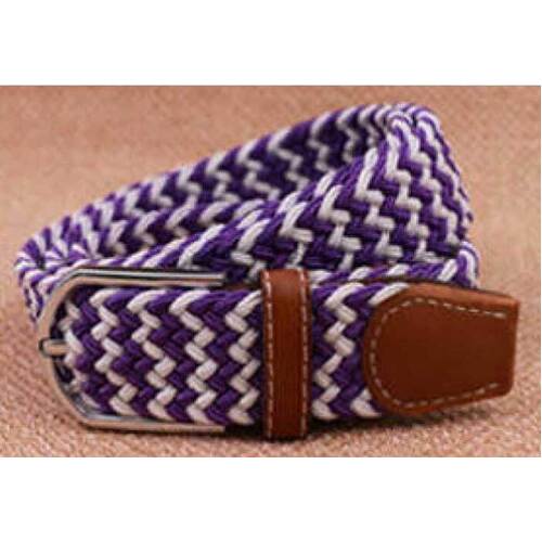Ladies Stretch Braided Horse Riding Belt - Purple & White