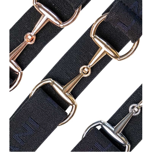 Ladies Snaffle Horse Riding Belt – Black | Stretch Fit with Silver, Gold or Rose Gold Buckle