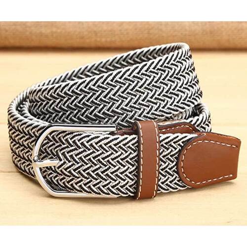 Ladies Stretch Braided Horse Riding Belt - White/Black