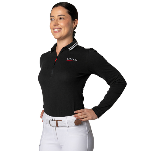 Cleo · Black Equestrian Polo Shirt