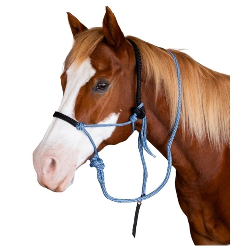 Soft Rope Horse Halter and Lead Set - Blue | Grey