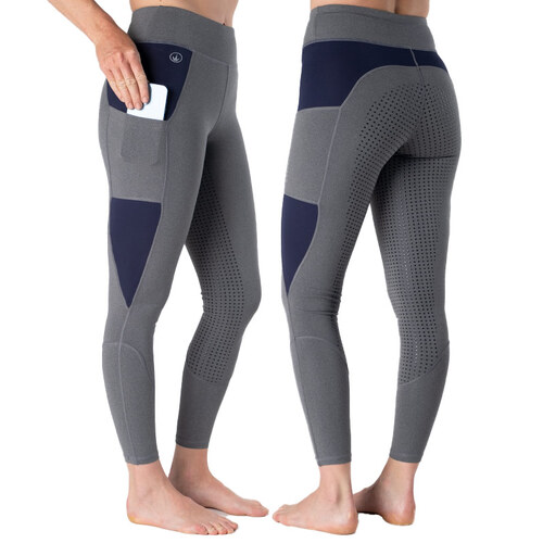 Isabella RX · Melange Grey with Navy Riding Tights