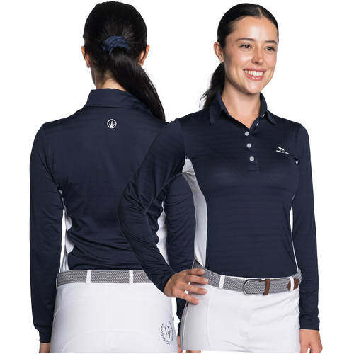 Luciana · AIR MESH · Navy-White Performance Polo Shirt