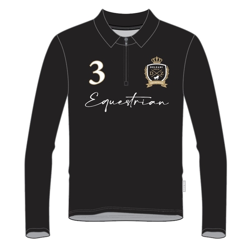 Olivia · Black Equestrian Polo Shirt