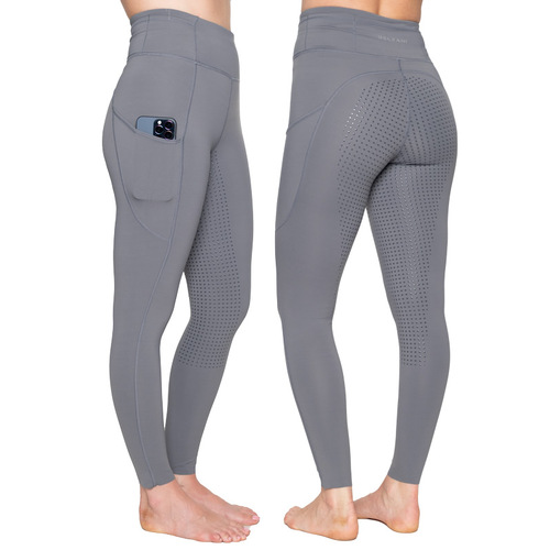 Pippa Pro - Steel Grey Horse Riding Tights with Phone Pocket