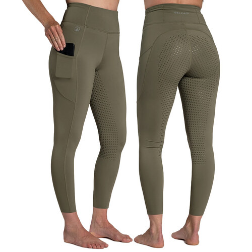Pippa Pro - Olive Horse Riding Tights with Phone Pocket