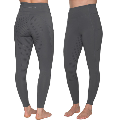 Pippa - Grey Horse Riding Tights with Phone Pocket