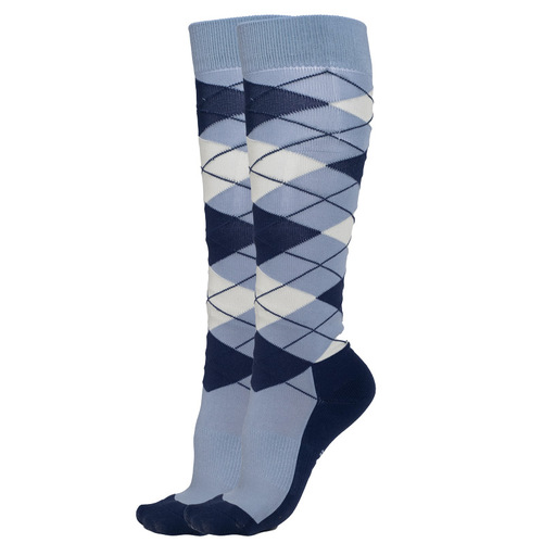 Ladies Horse Riding Socks - Argyle Blue