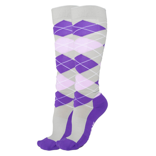 Ladies Horse Riding Socks - Argyle Purple and Pink