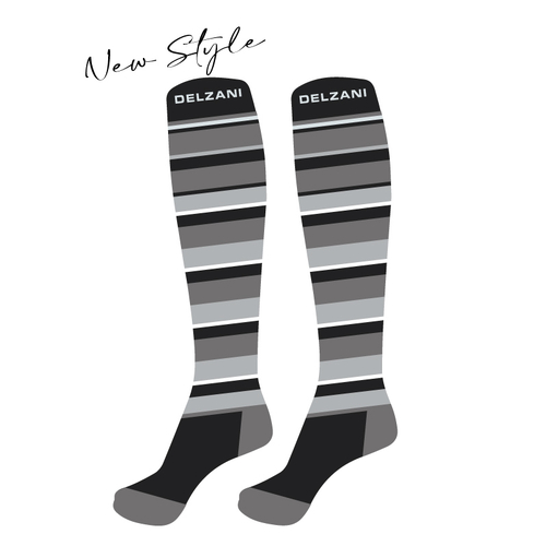 Horse Riding Socks - Stripe Black and Grey