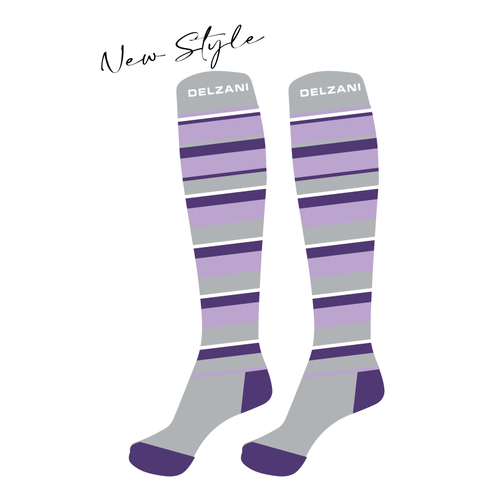 Ladies Horse Riding Socks - Stripe Purple and Pink