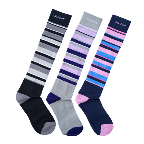 Horse Riding Socks · 3-Pack Stripe - Black, Pink, Purple